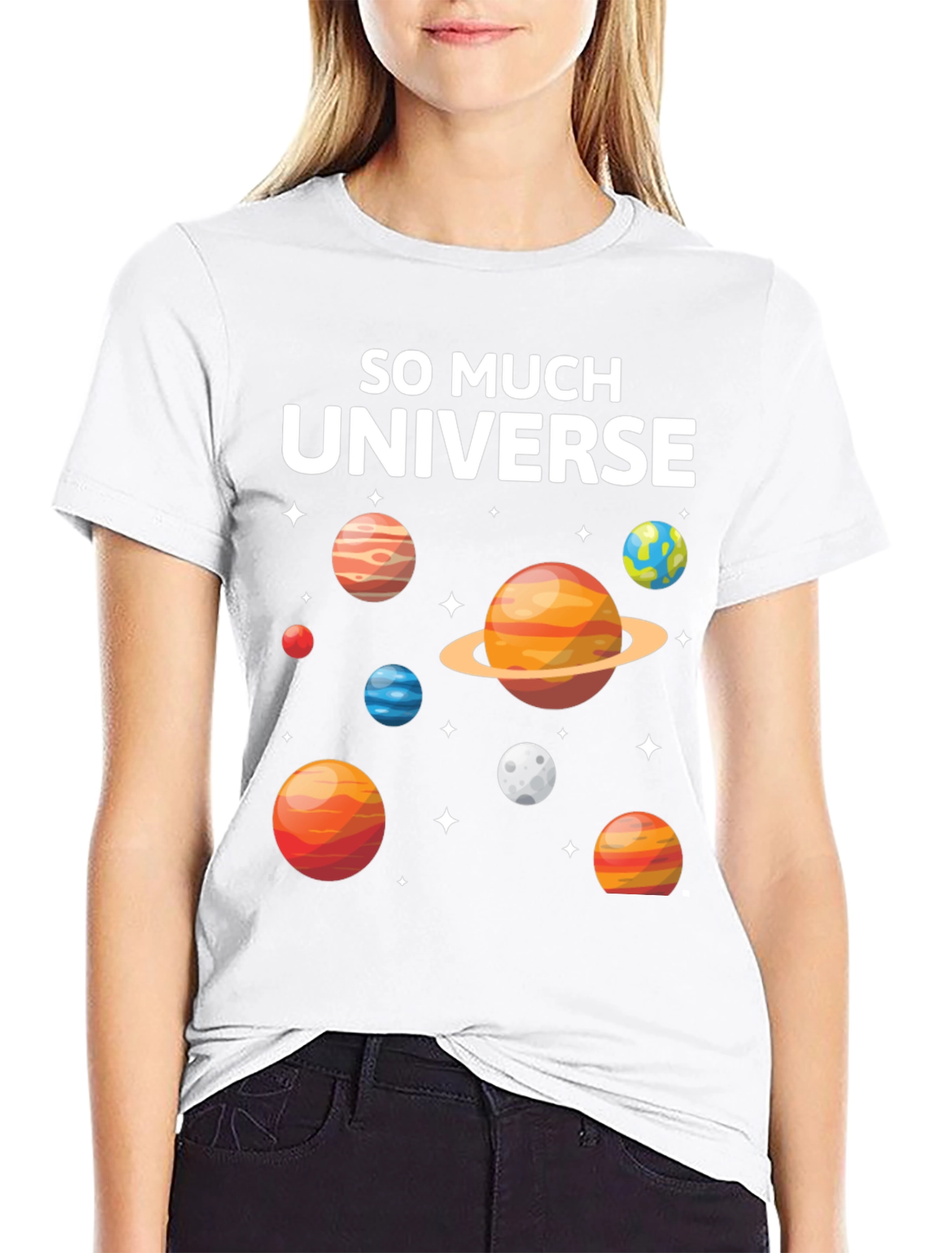 So Much Universe Graphic T-Shirt - Space Planets Design