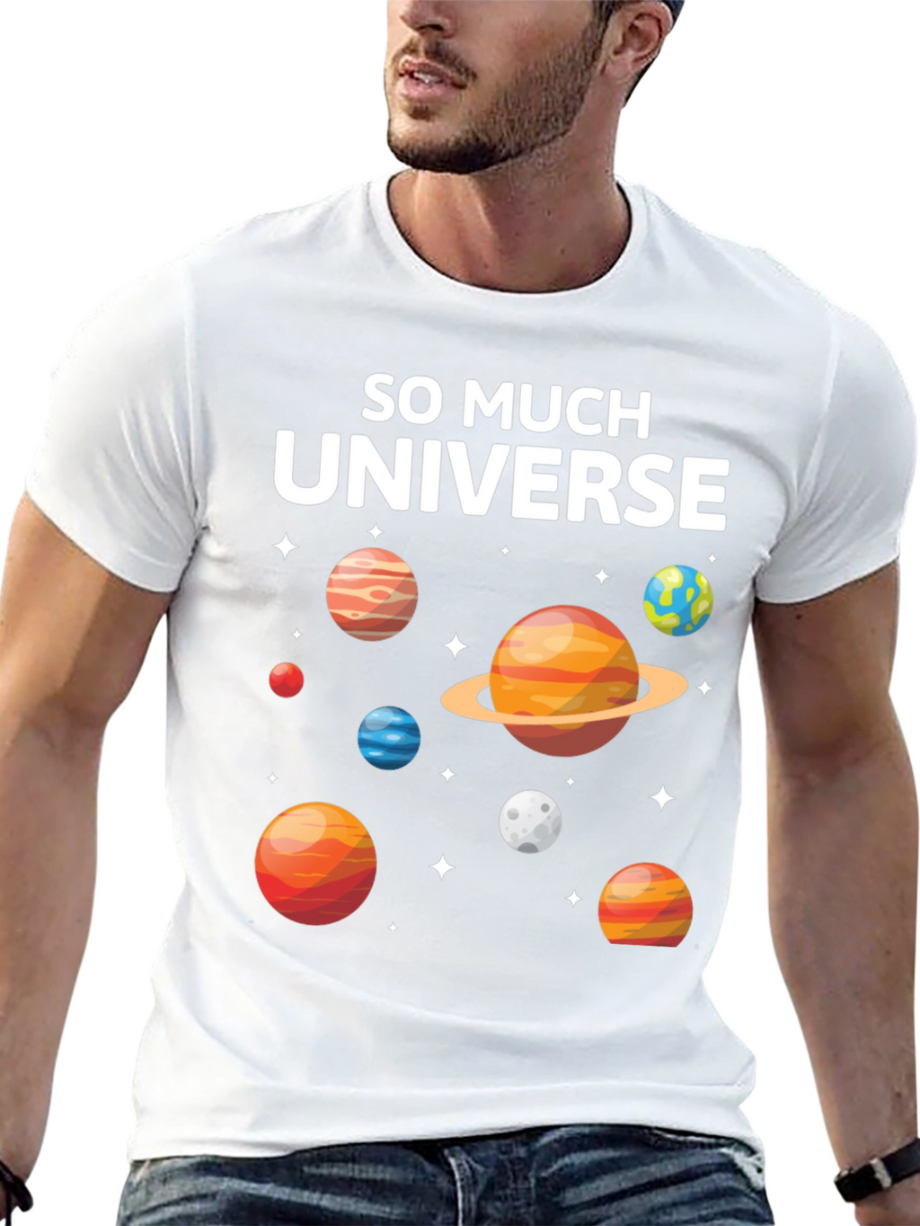 So Much Universe Graphic T-Shirt - Space Planets Design
