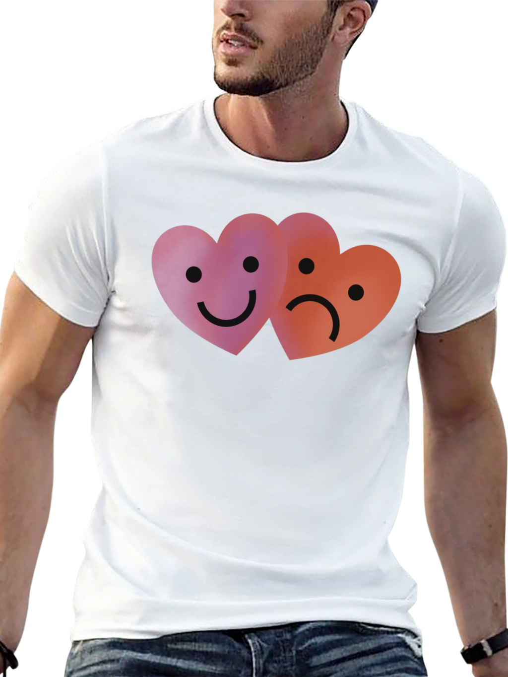 Emotional Hearts Graphic Black T-Shirt