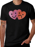 Emotional Hearts Graphic Black T-Shirt