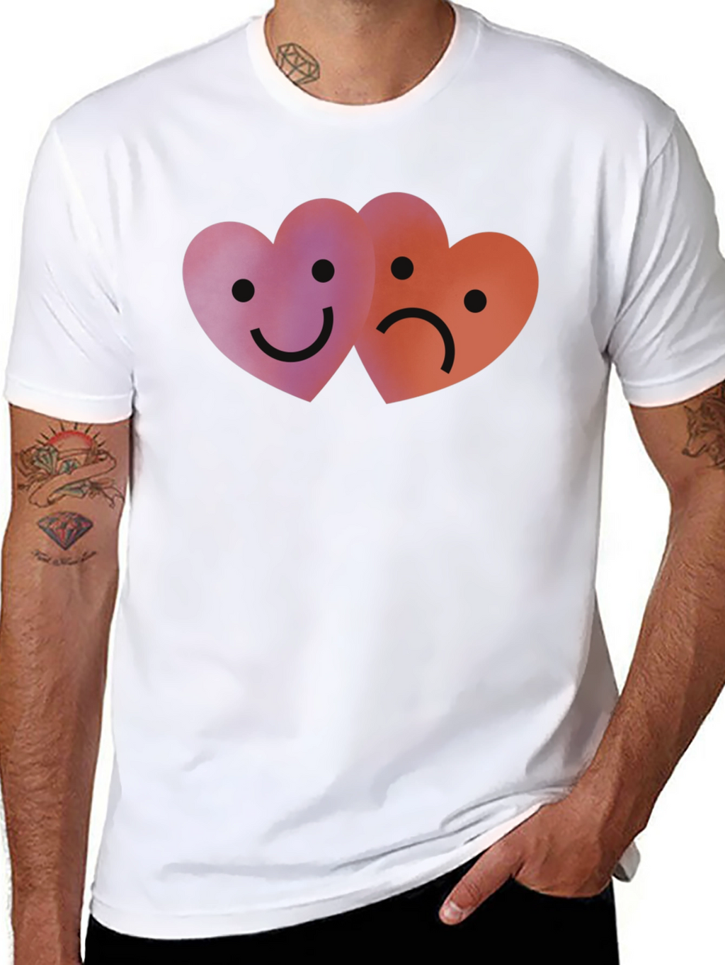 Emotional Hearts Graphic Black T-Shirt