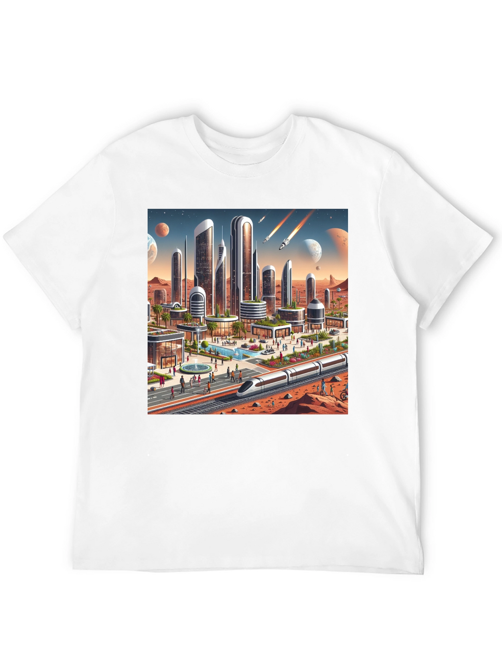 Futuristic Mars Cityscape Tee - Sci-Fi Style