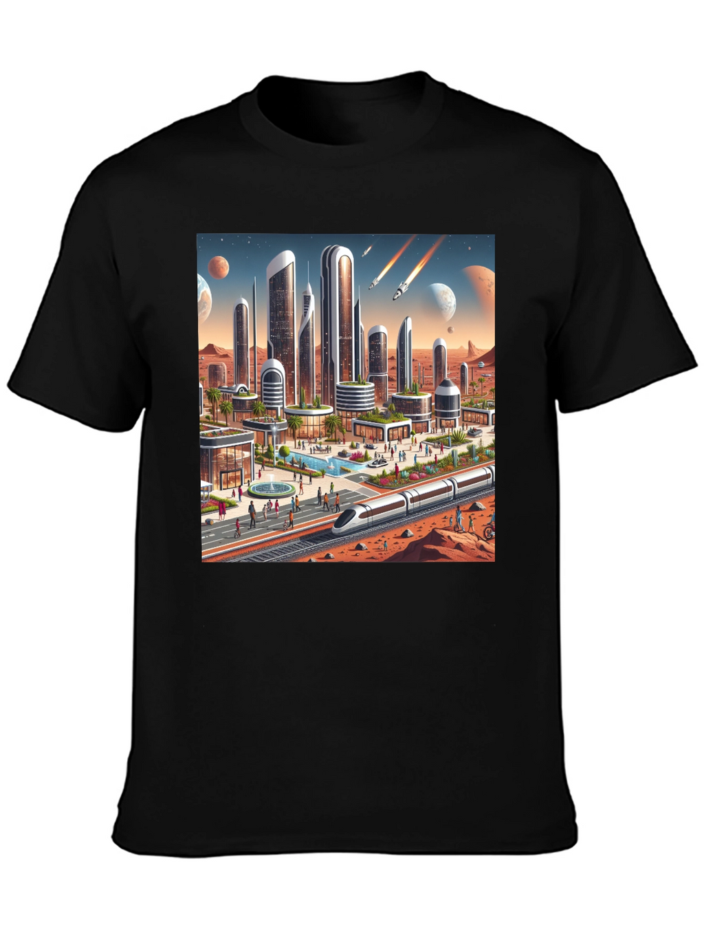 Futuristic Mars Cityscape Tee - Sci-Fi Style