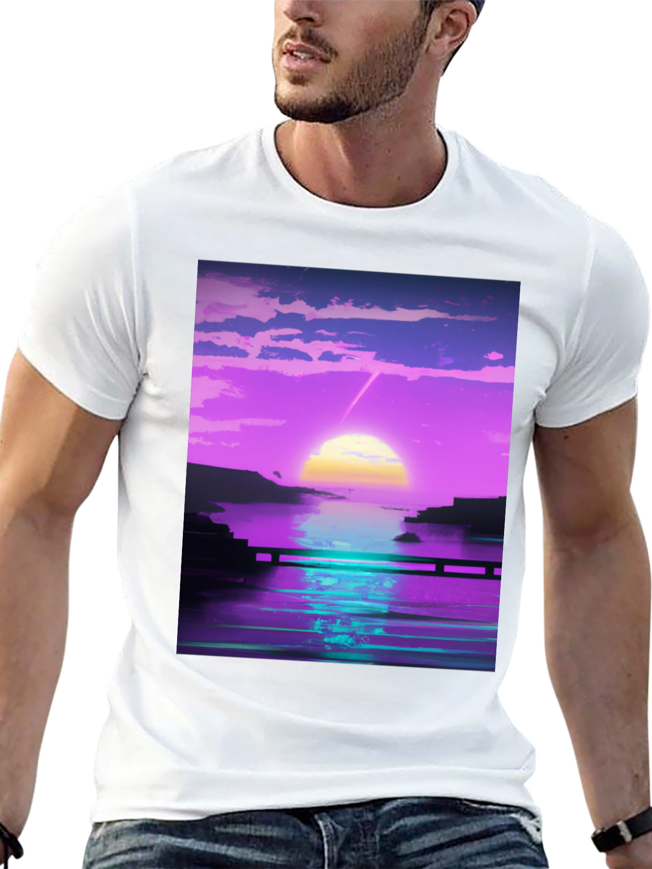 Vaporwave Sunset Graphic Tee - Retro Style