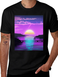 Vaporwave Sunset Graphic Tee - Retro Style