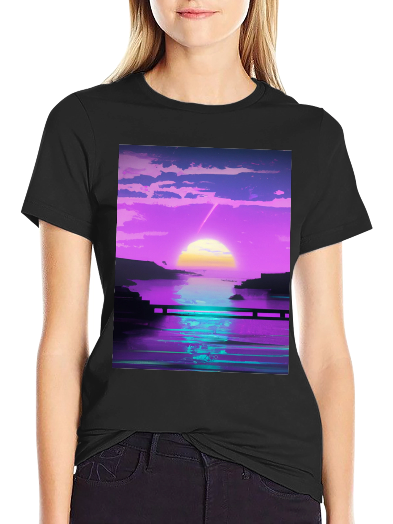 Vaporwave Sunset Graphic Tee - Retro Style