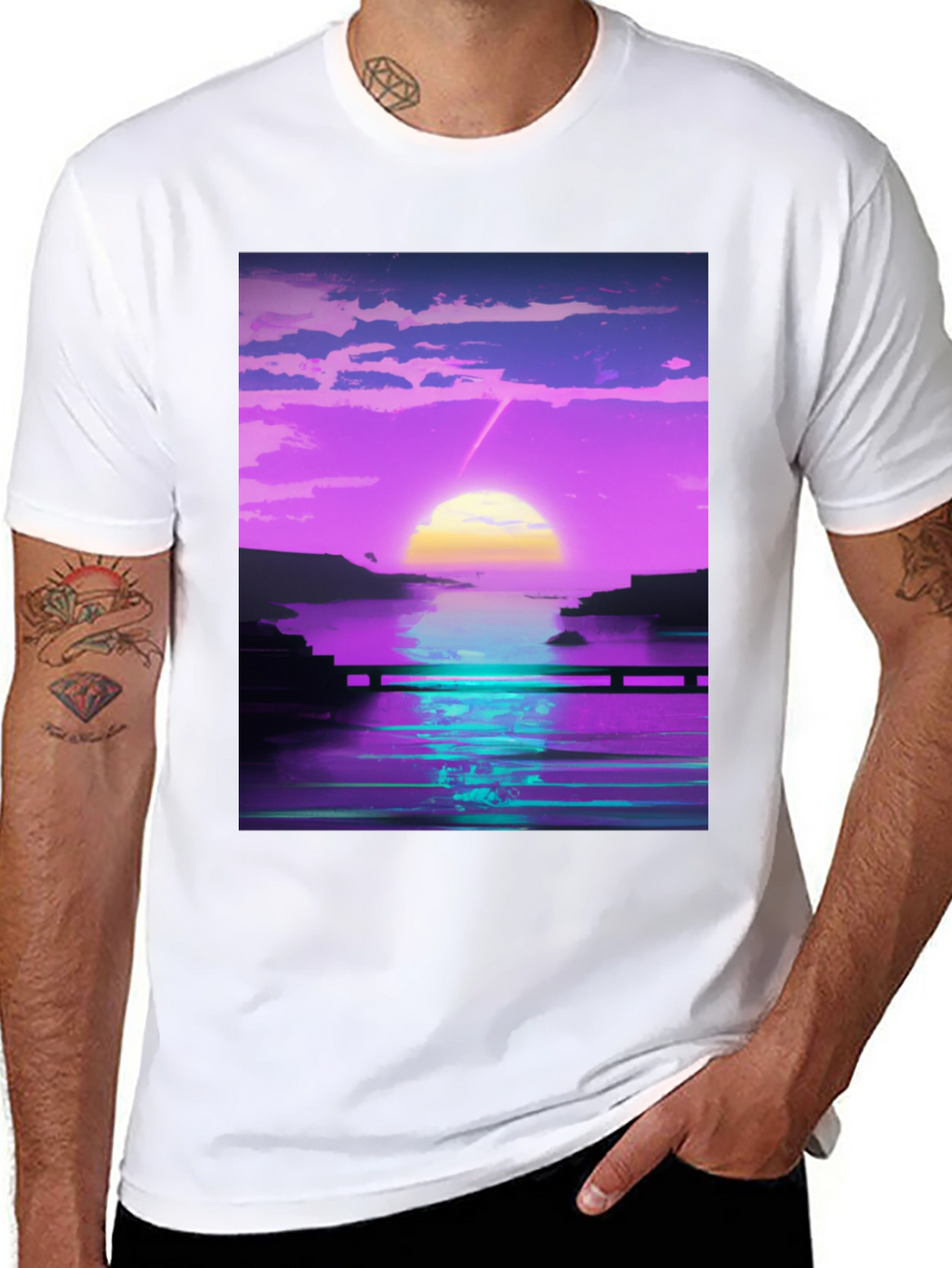 Vaporwave Sunset Graphic Tee - Retro Style