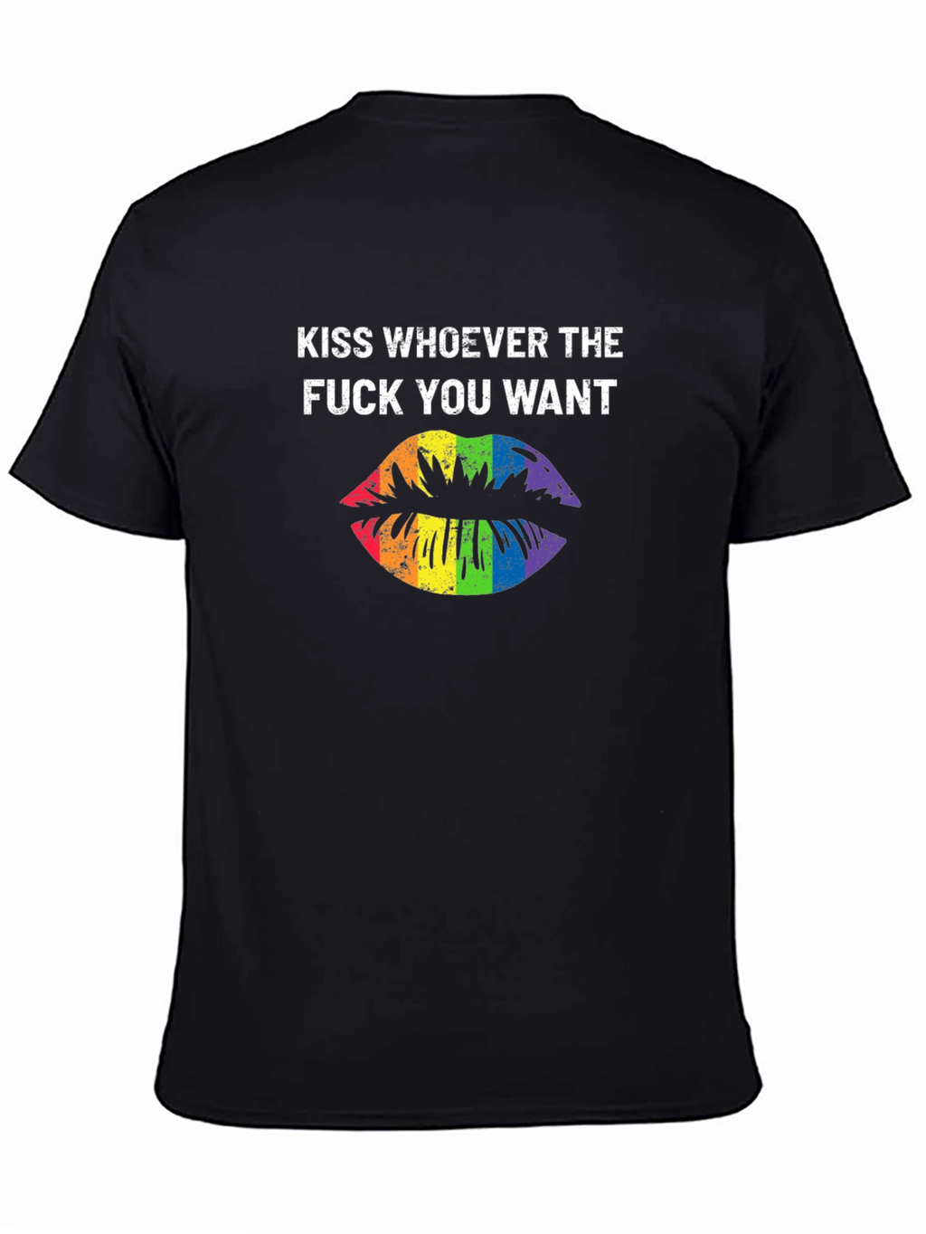 Kiss Whoever You Want Rainbow Lips Graphic T-Shirt