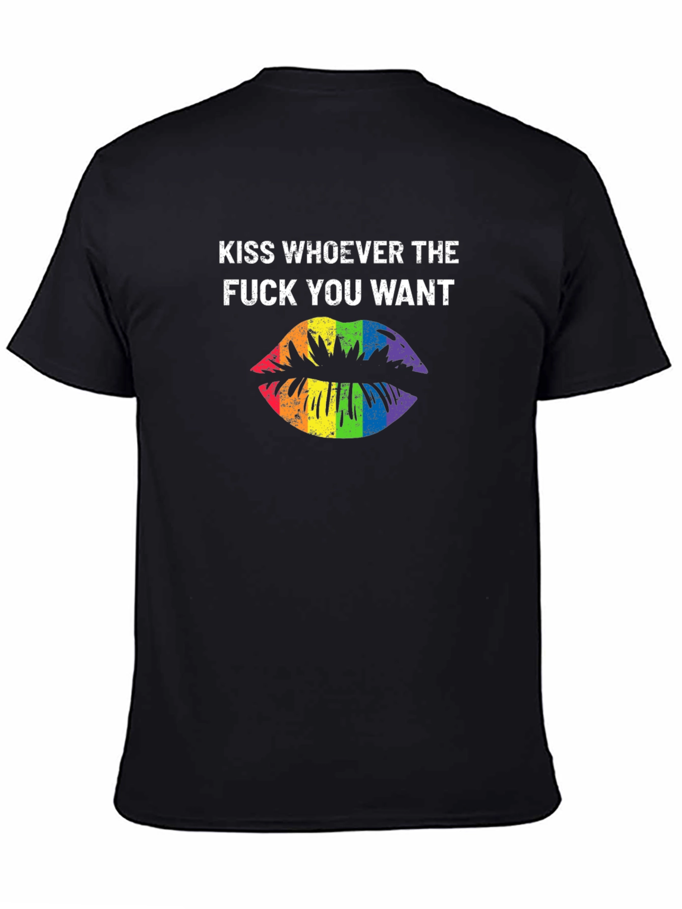 Kiss Whoever You Want Rainbow Lips Graphic T-Shirt