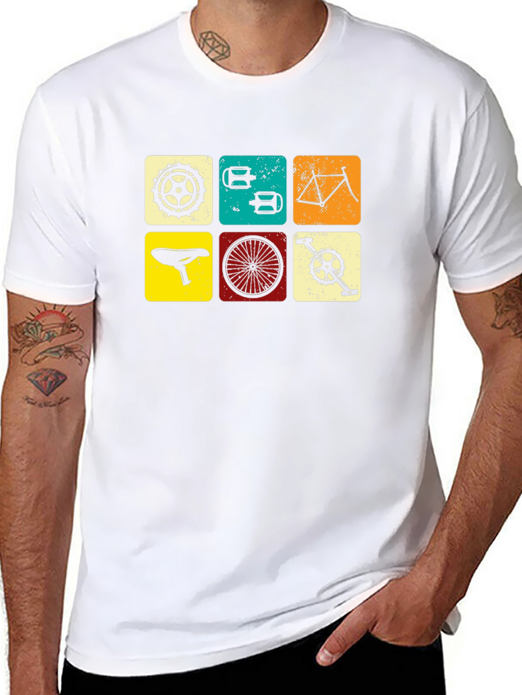 Retro Bicycle Parts Graphic T-Shirt