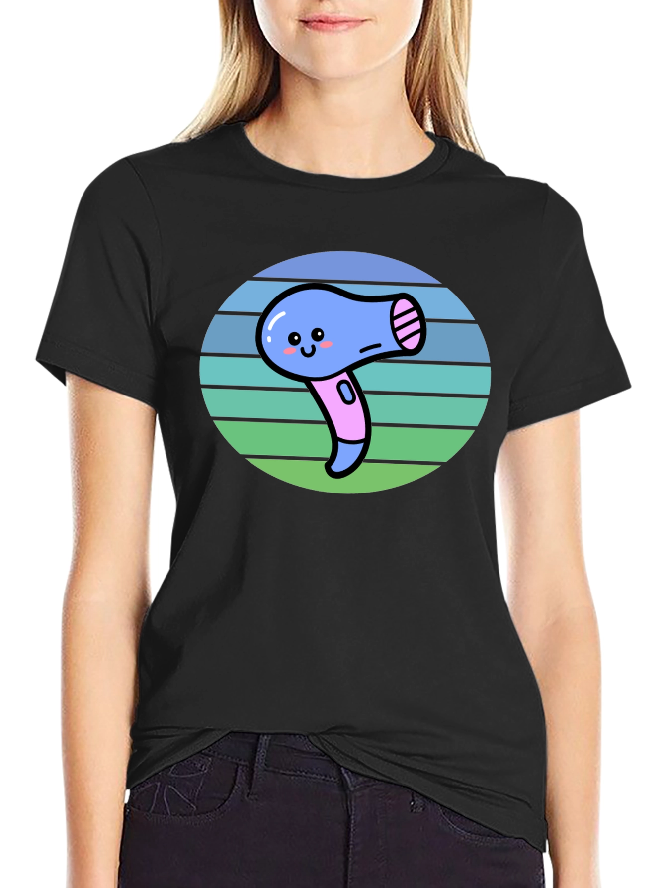Cute Kawaii Hair Dryer Graphic Tee