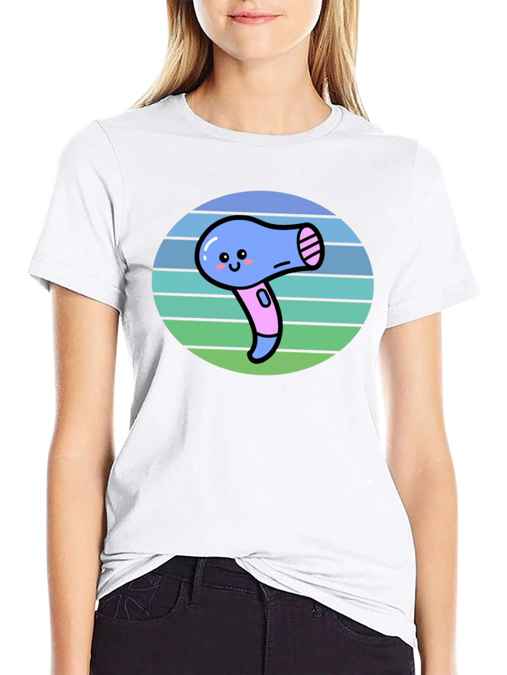Cute Kawaii Hair Dryer Graphic Tee