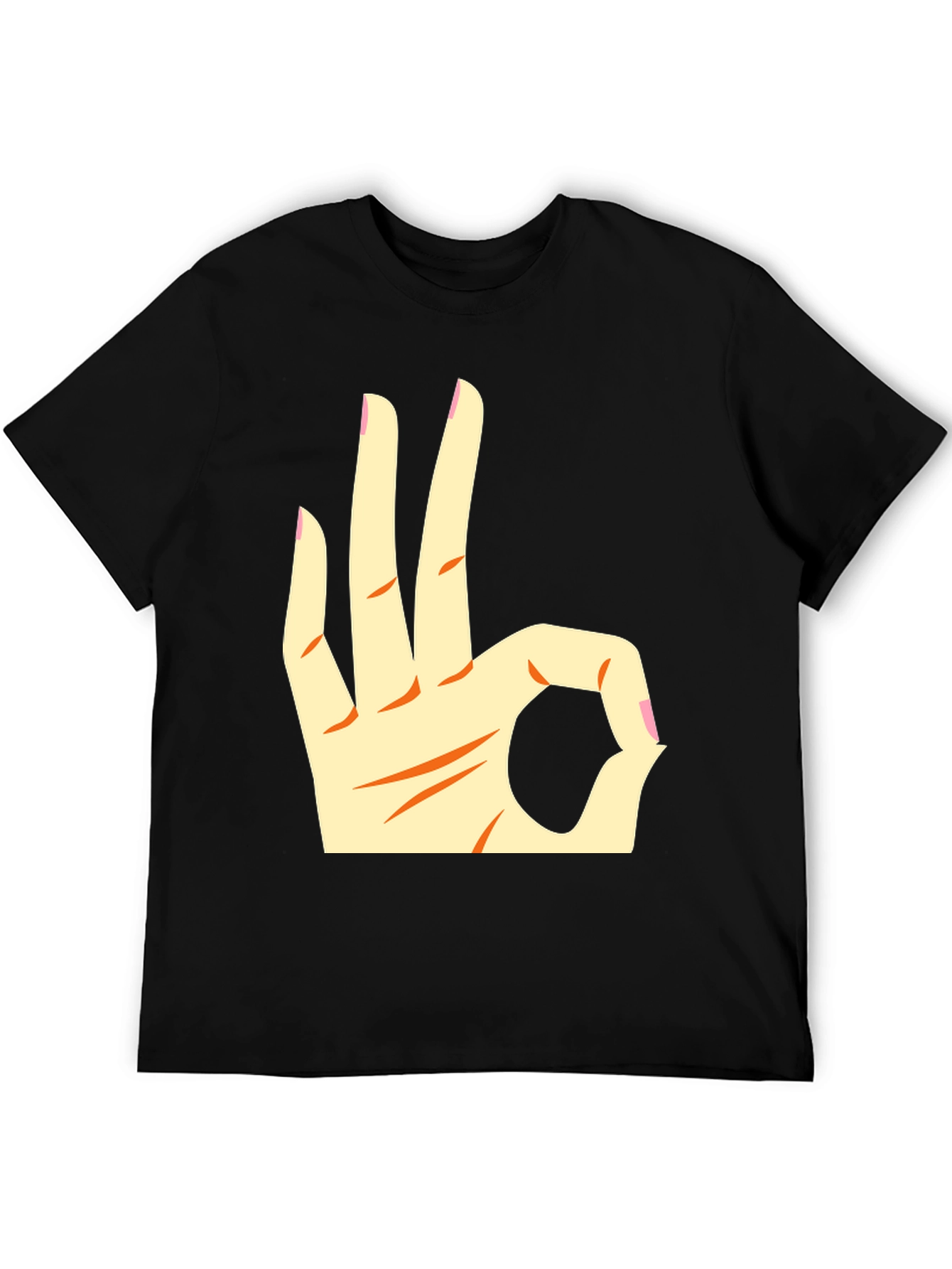 Ok Hand Gesture Graphic Tee - Black