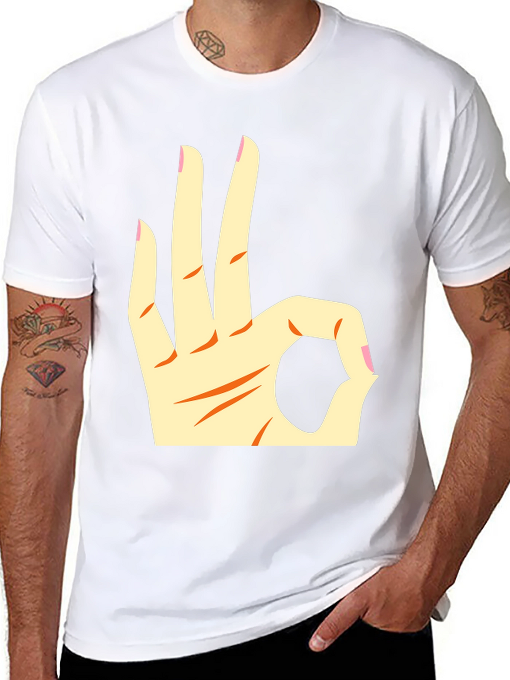 Ok Hand Gesture Graphic Tee - Black