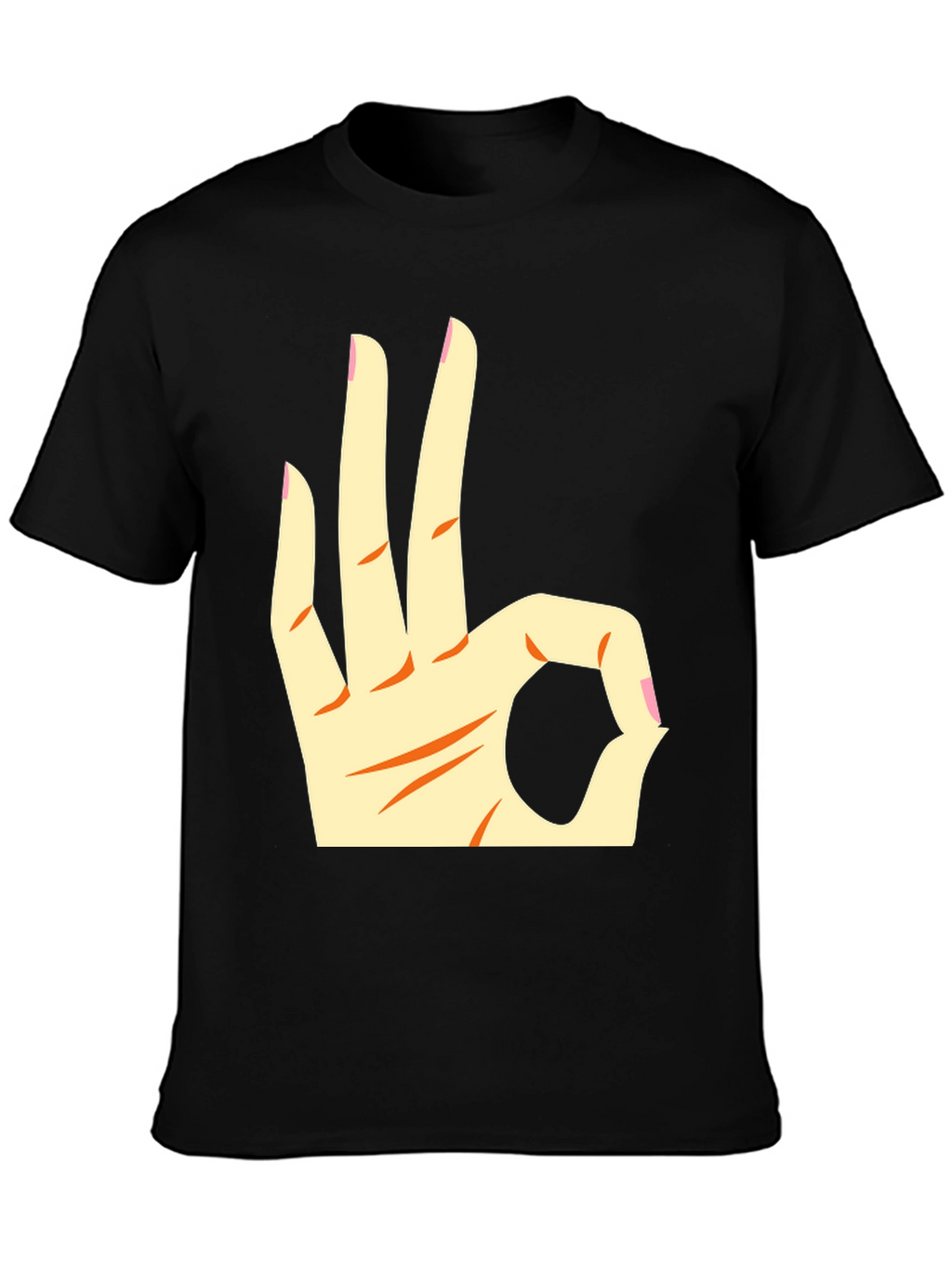 Ok Hand Gesture Graphic Tee - Black