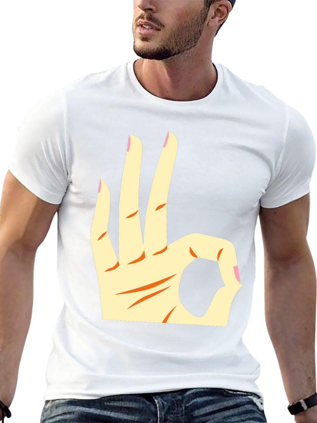 Ok Hand Gesture Graphic Tee - Black