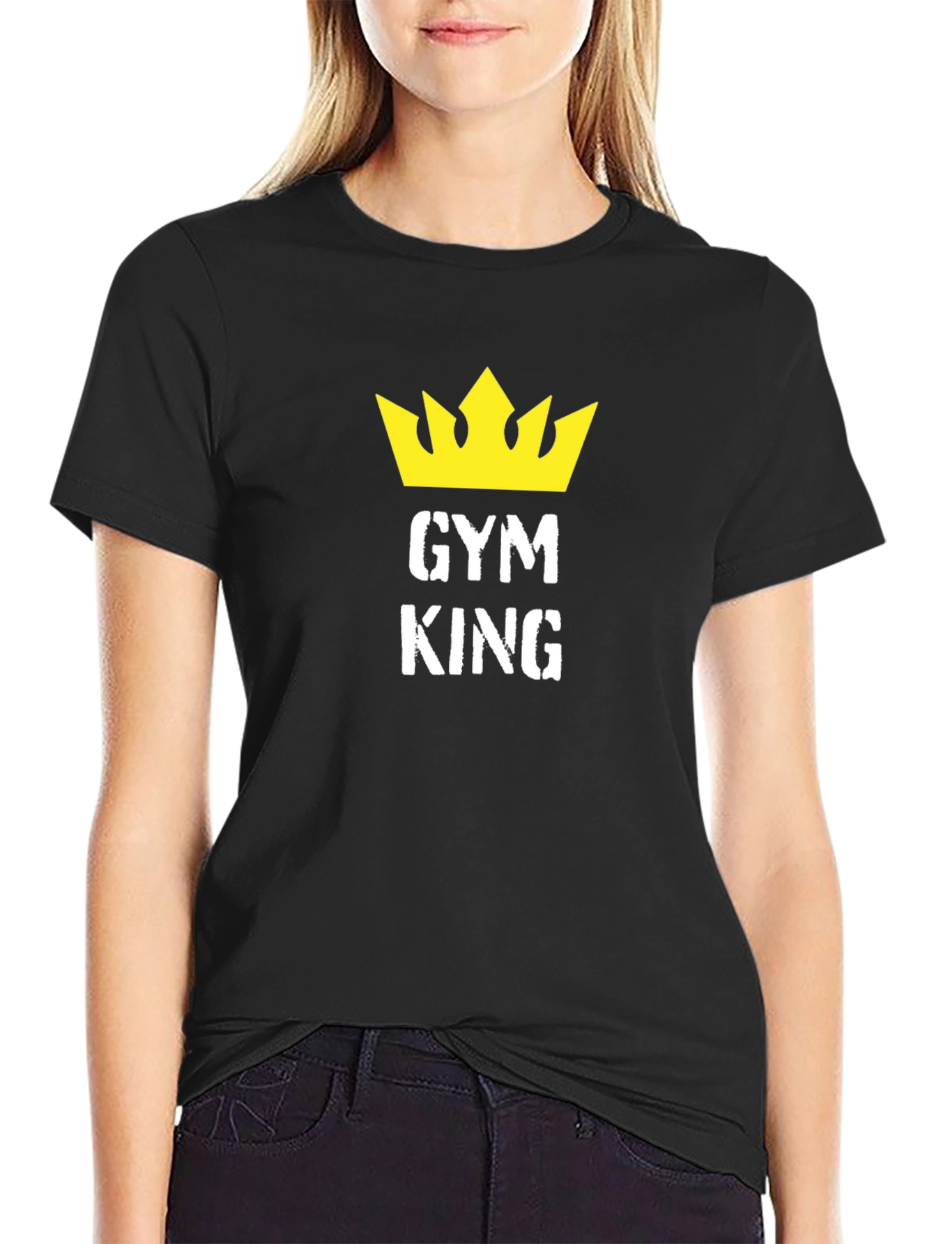 Gym King Black T-Shirt with Crown Graphic