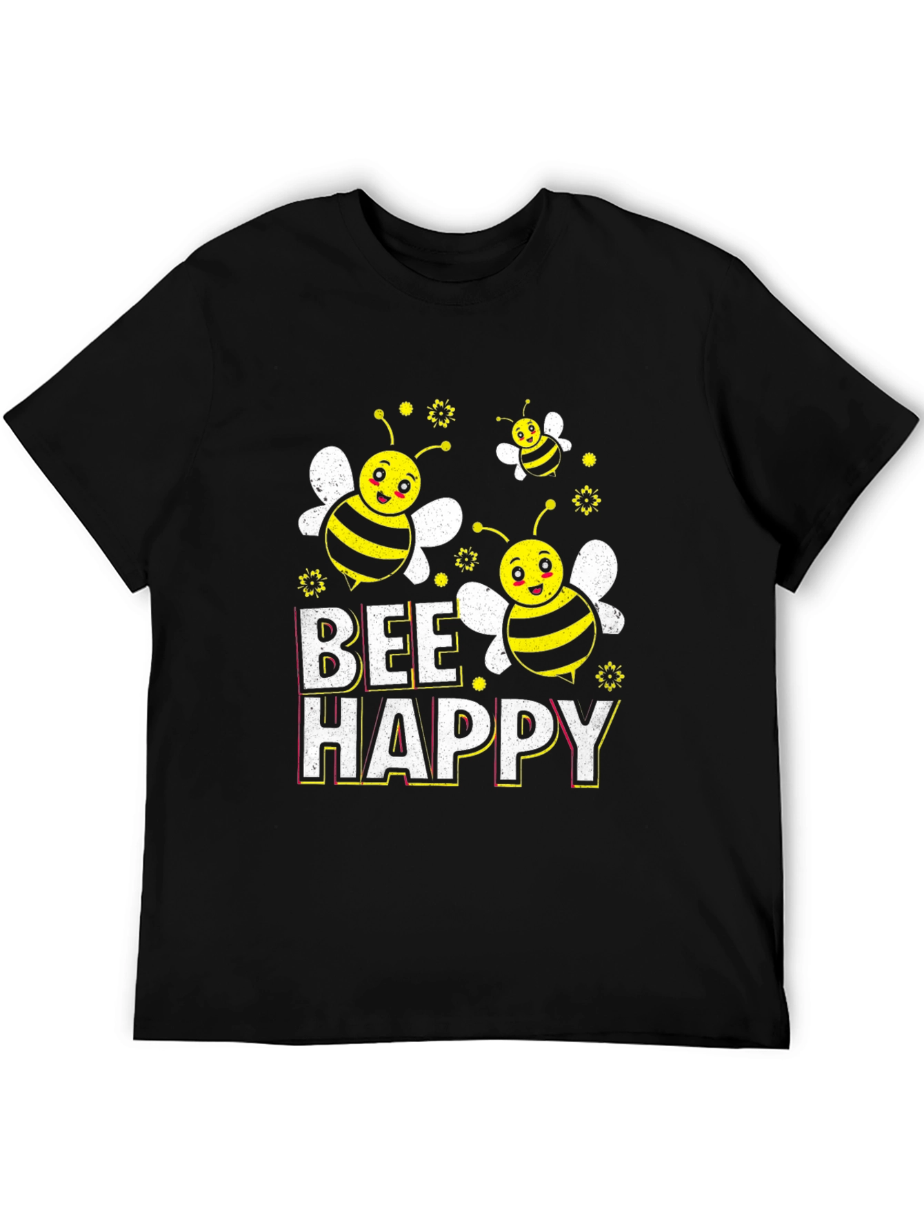 Bee Happy Graphic T-Shirt - Black Cotton Tee