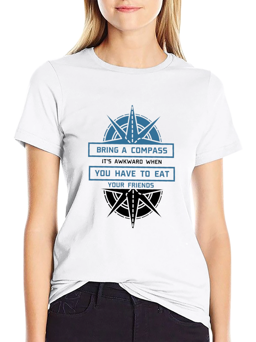 Compass Eat Friends Funny Graphic T-Shirt