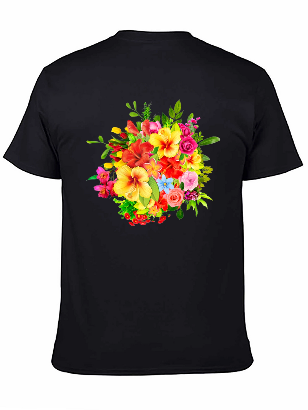 Floral Bouquet Graphic Print Black T-Shirt