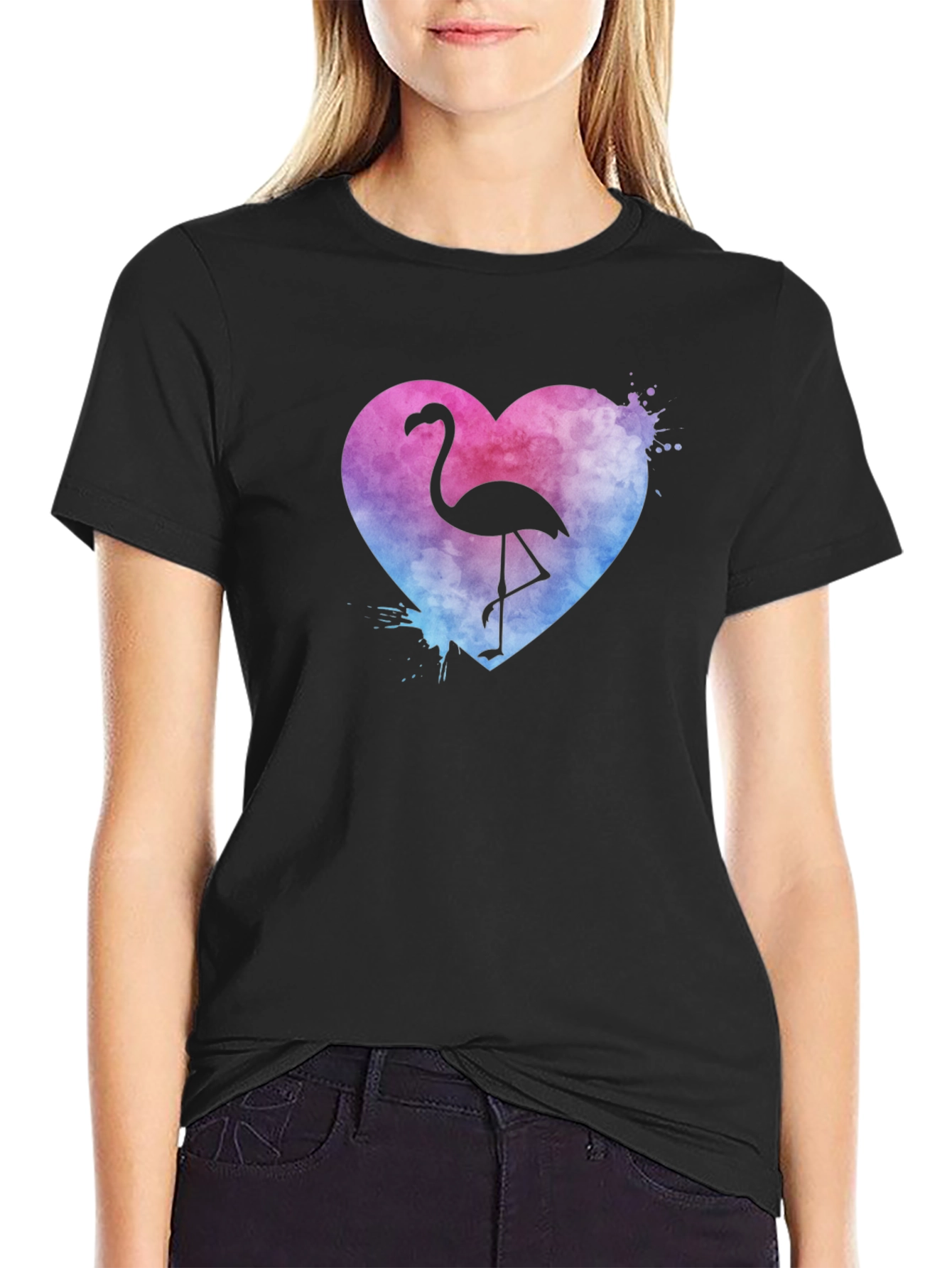 Flamingo Heart T-Shirt - Graphic Tee