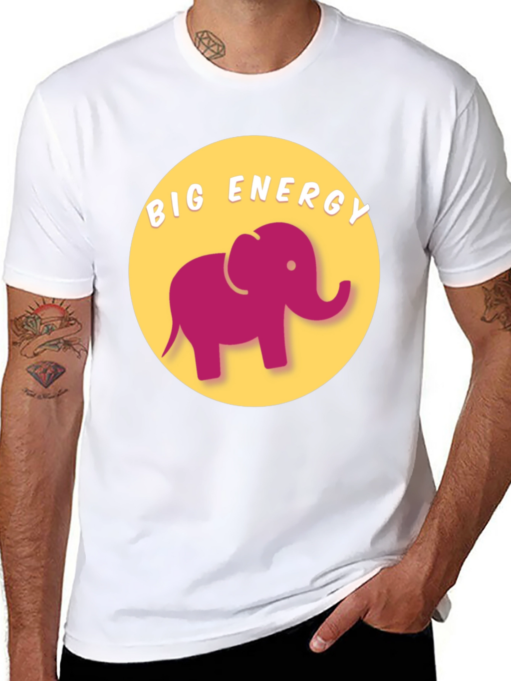 Big Energy Elephant Graphic Tee - Unisex Black T-Shirt