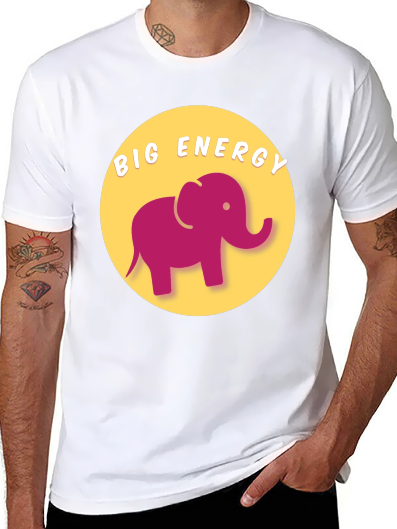 Big Energy Elephant Graphic Tee - Unisex Black T-Shirt