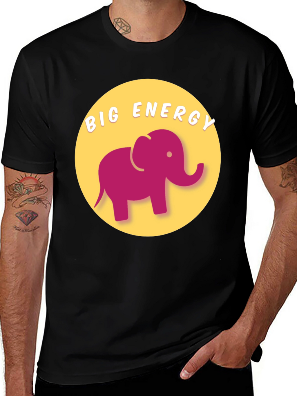 Big Energy Elephant Graphic Tee - Unisex Black T-Shirt