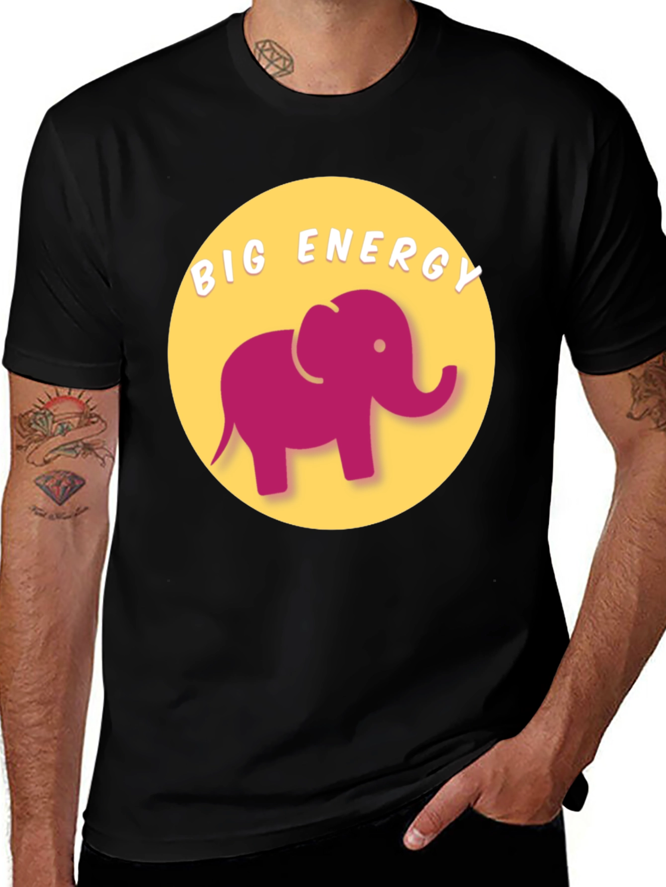 Big Energy Elephant Graphic Tee - Unisex Black T-Shirt