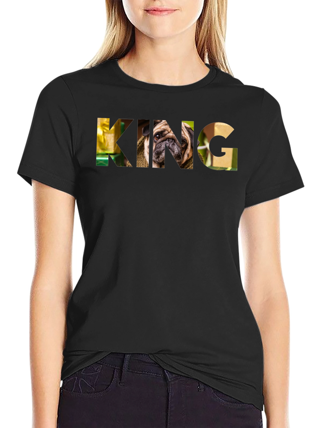Pug King Graphic T-Shirt - Mens Black Tee