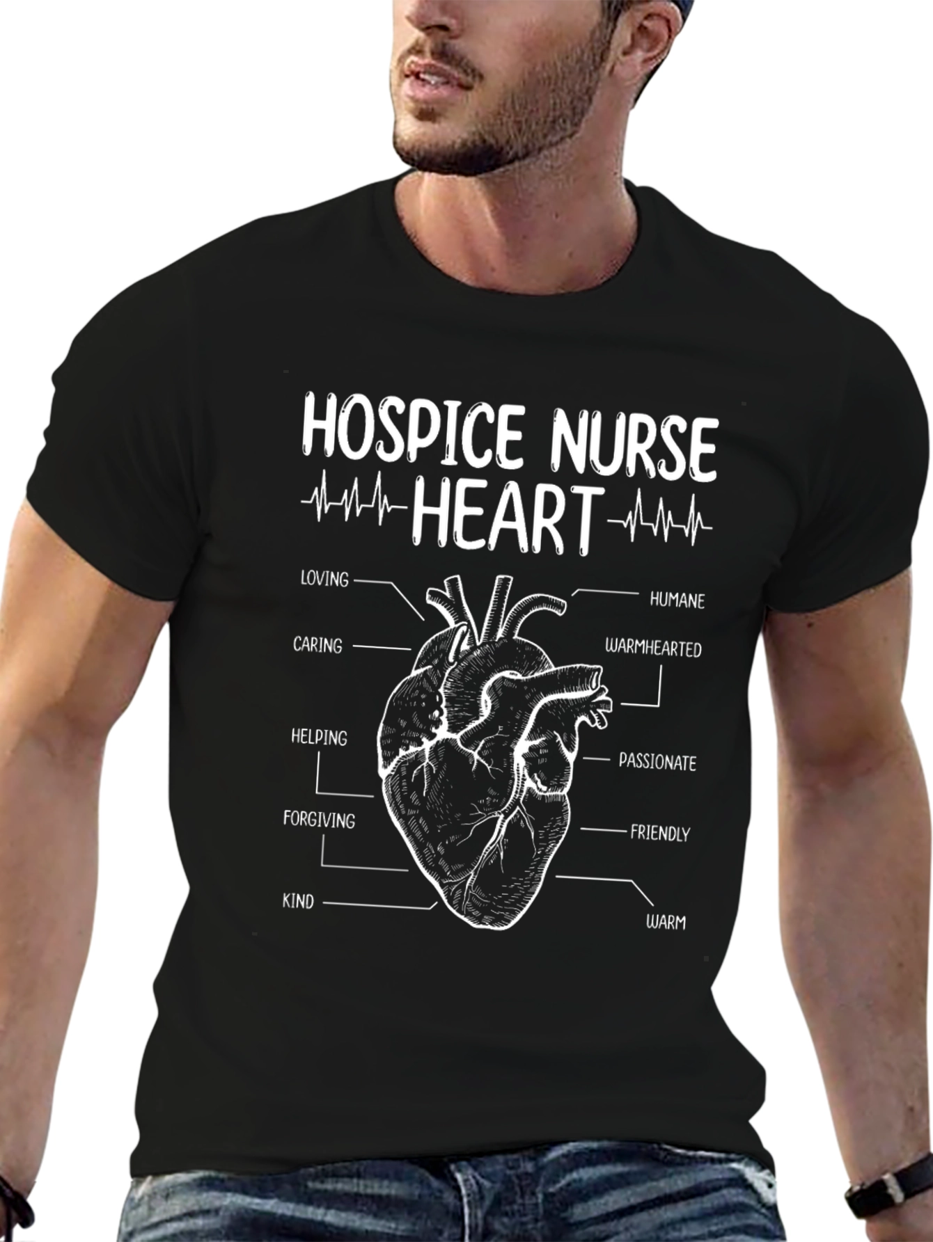 Hospice Nurse Heart Anatomy Graphic T-Shirt