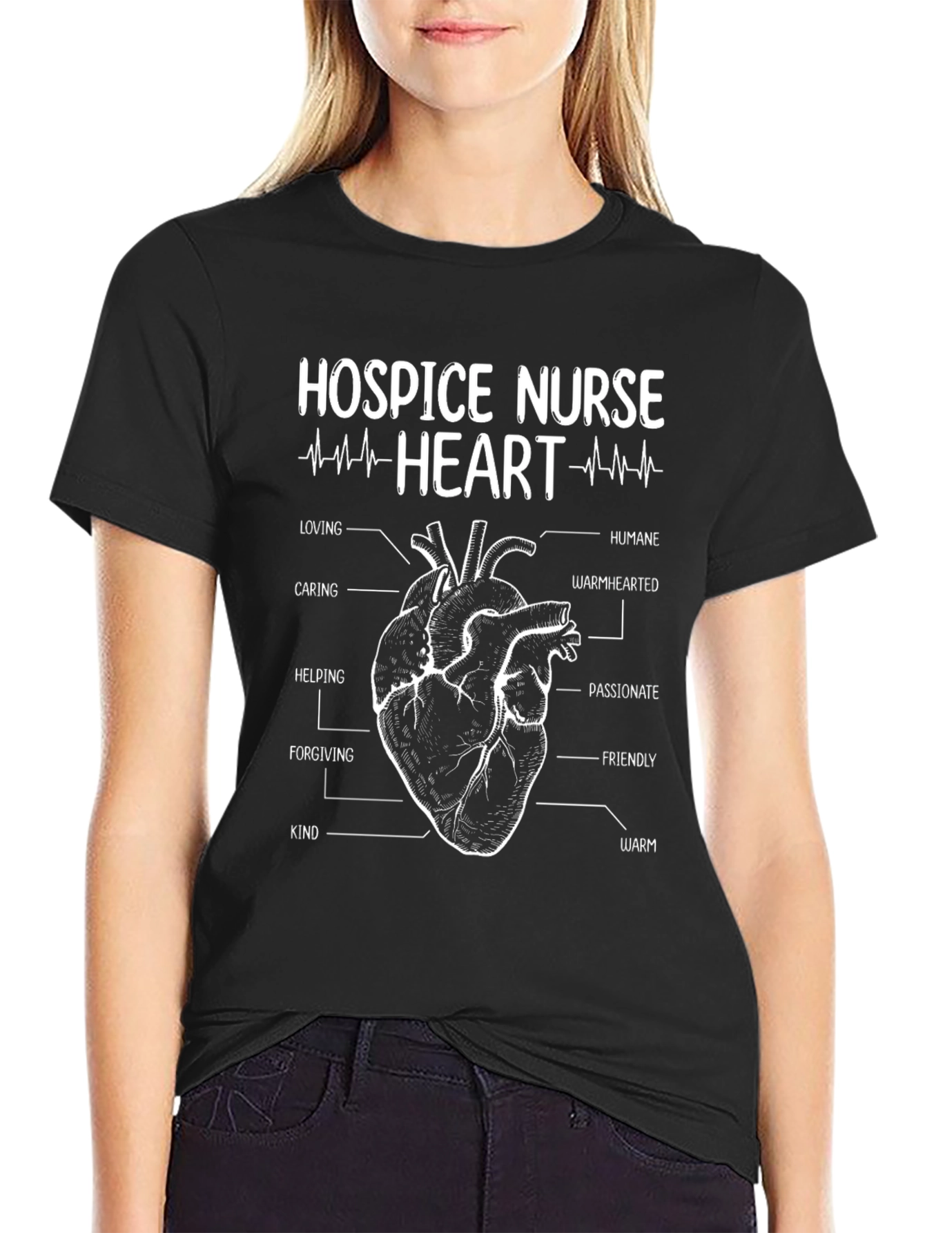 Hospice Nurse Heart Anatomy Graphic T-Shirt