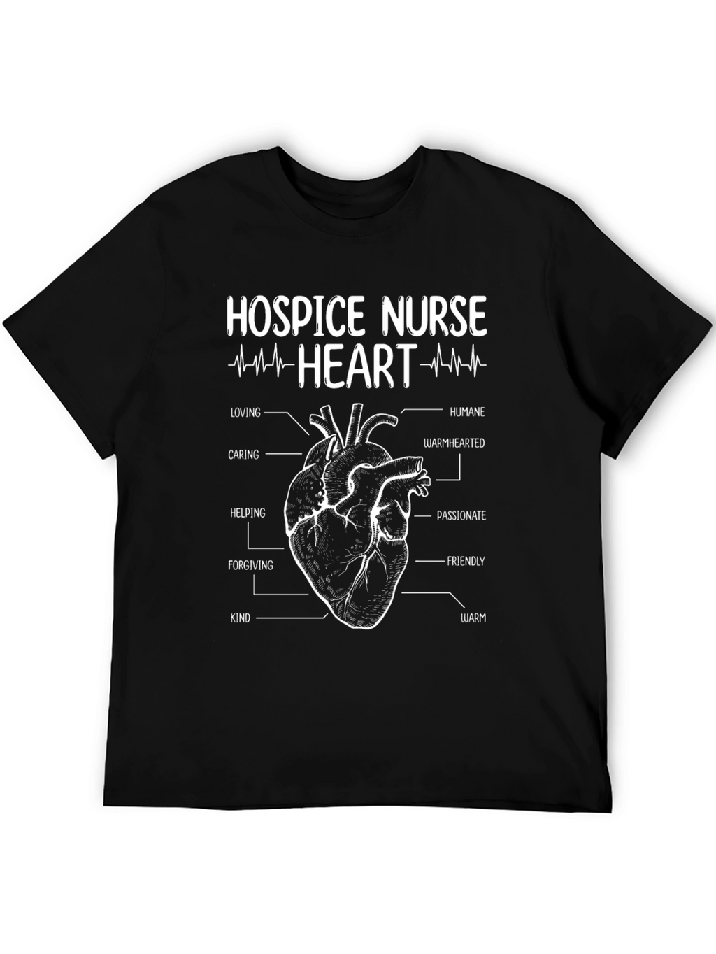 Hospice Nurse Heart Anatomy Graphic T-Shirt