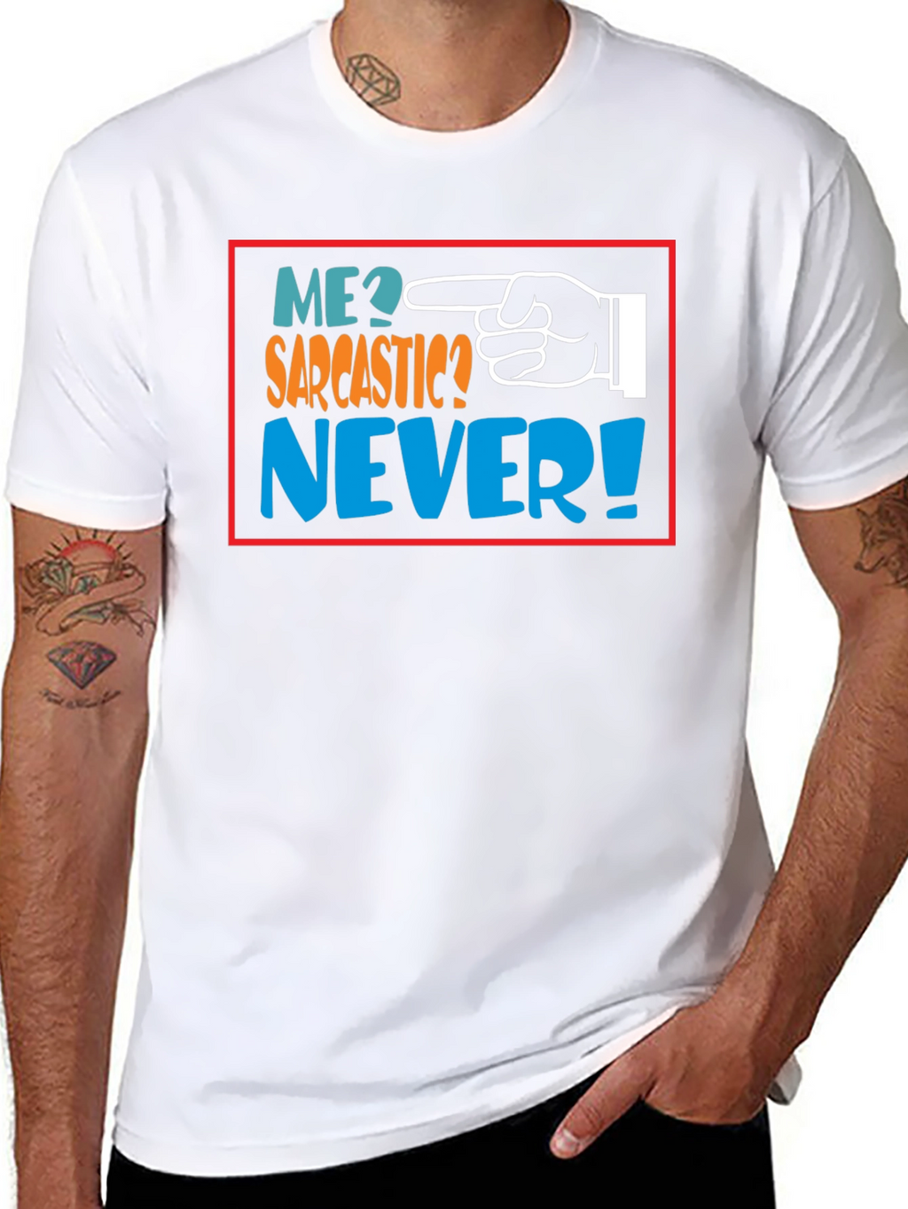 Me Sarcastic? Never! Black Graphic T-Shirt