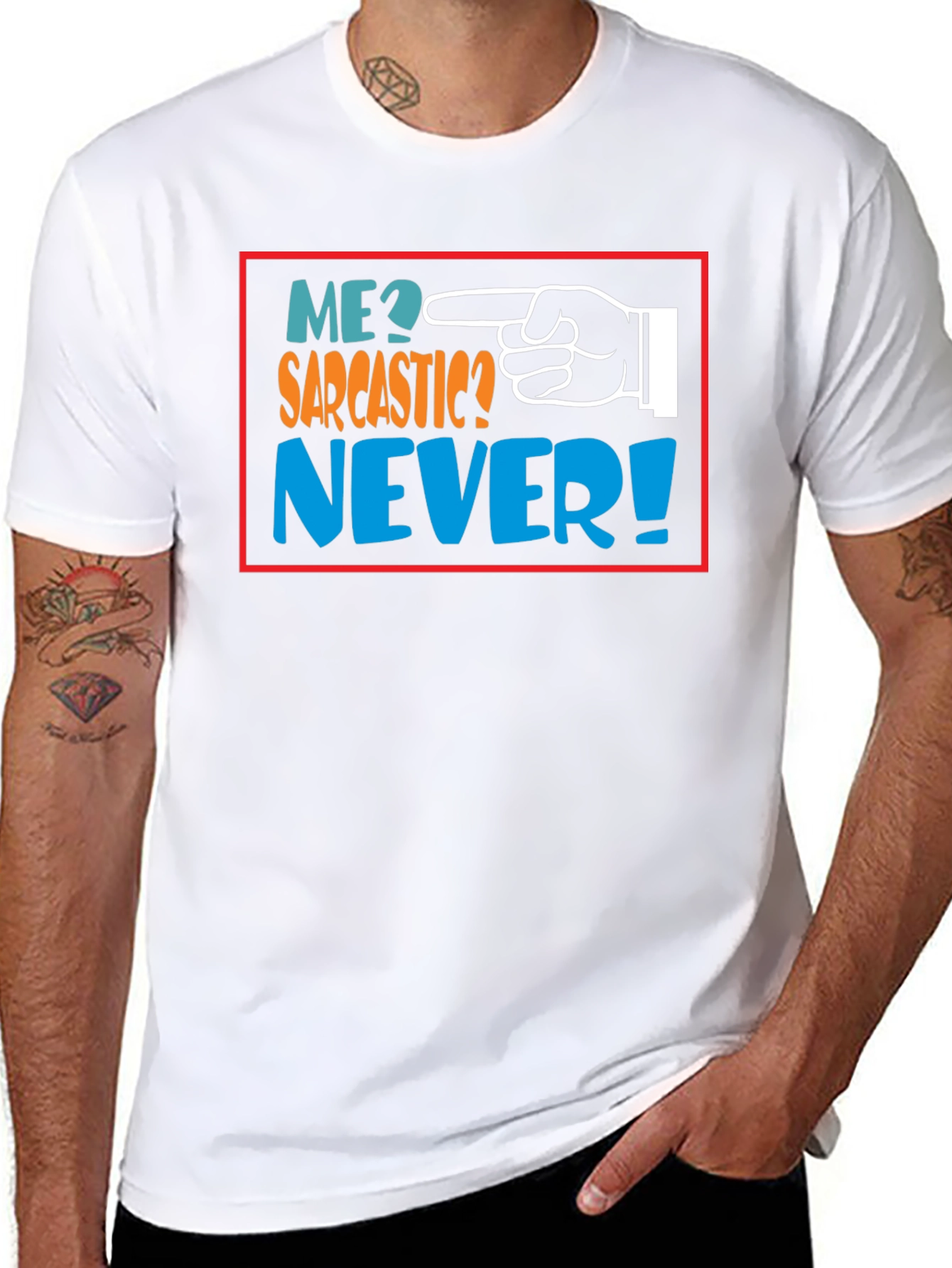 Me Sarcastic? Never! Black Graphic T-Shirt