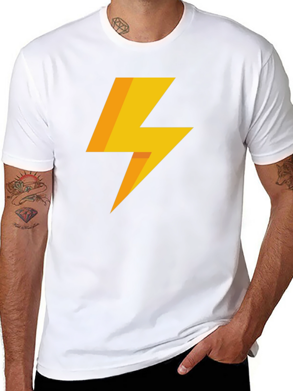 Lightning Bolt Graphic Tee - Black Cotton T-Shirt