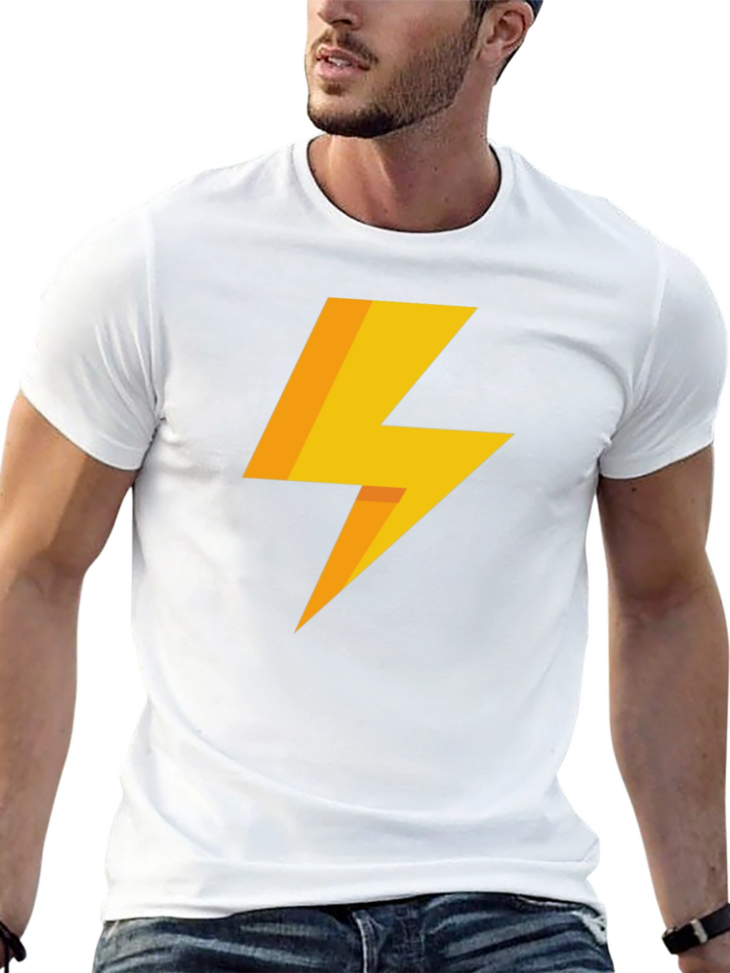 Lightning Bolt Graphic Tee - Black Cotton T-Shirt