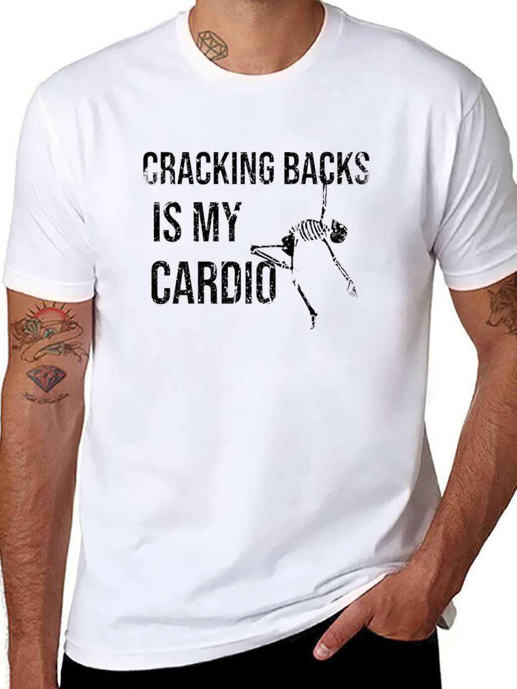Cracking Backs Is My Cardio Black T-Shirt