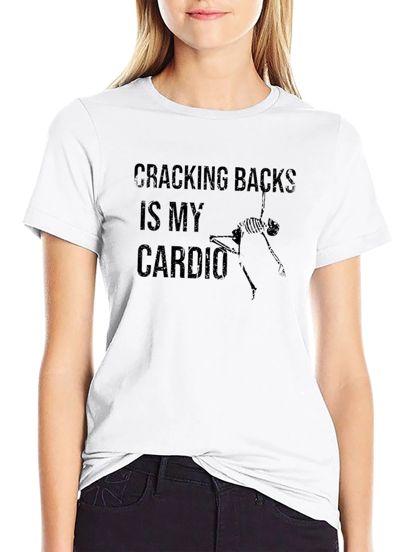 Cracking Backs Is My Cardio Black T-Shirt