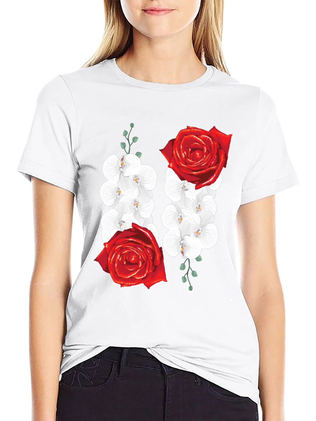 Floral Rose and Orchid Graphic Tee