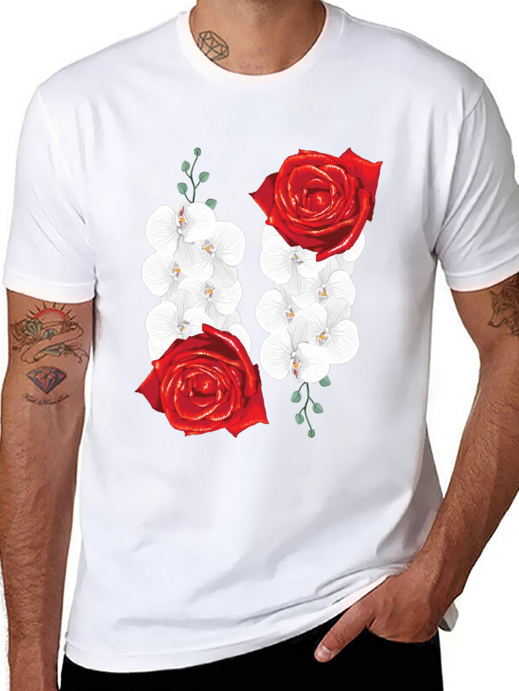 Floral Rose and Orchid Graphic Tee
