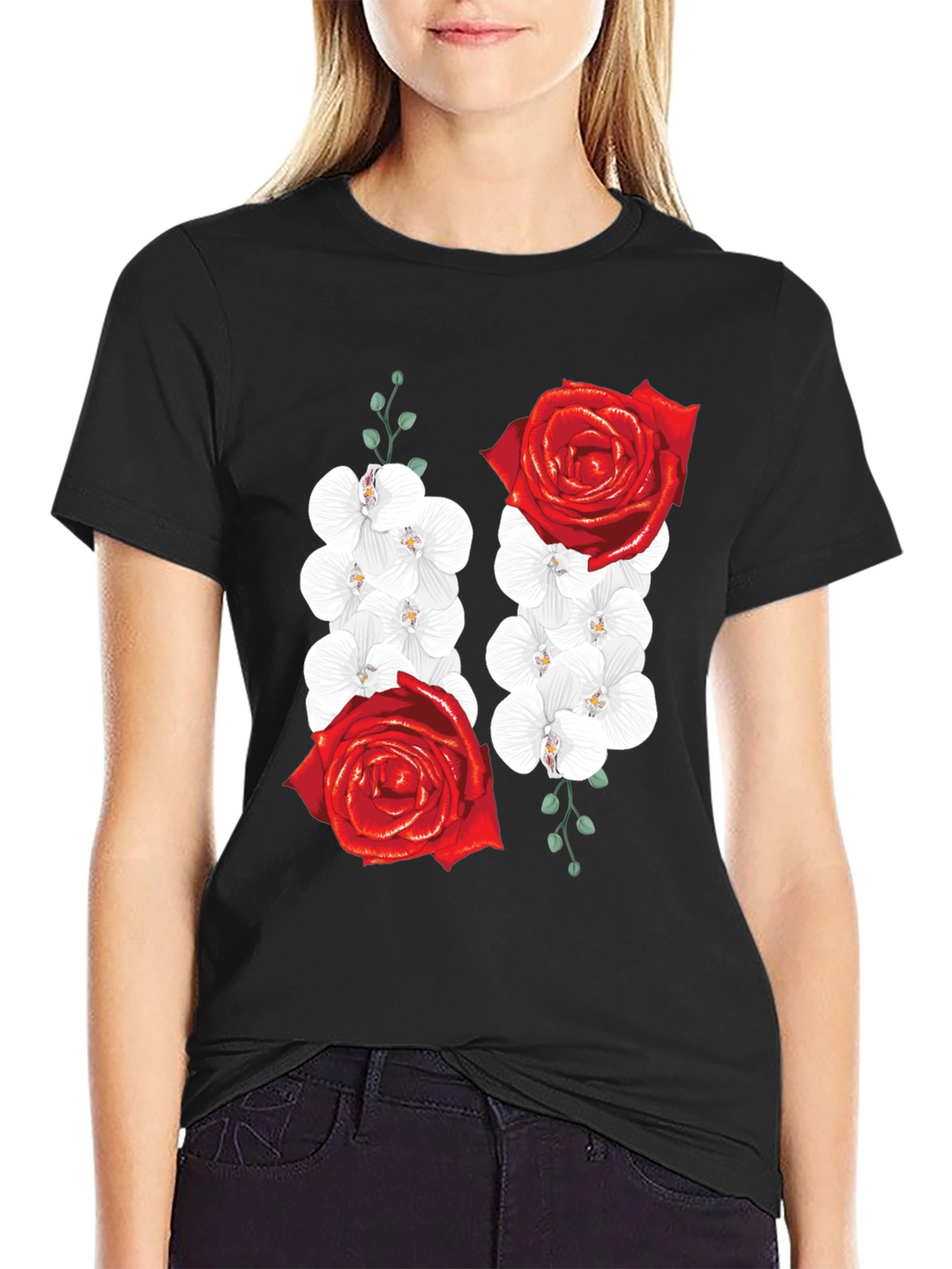 Floral Rose and Orchid Graphic Tee