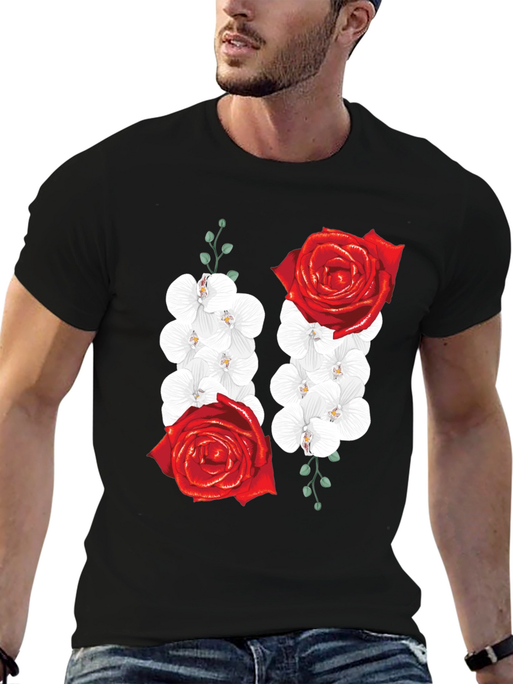 Floral Rose and Orchid Graphic Tee
