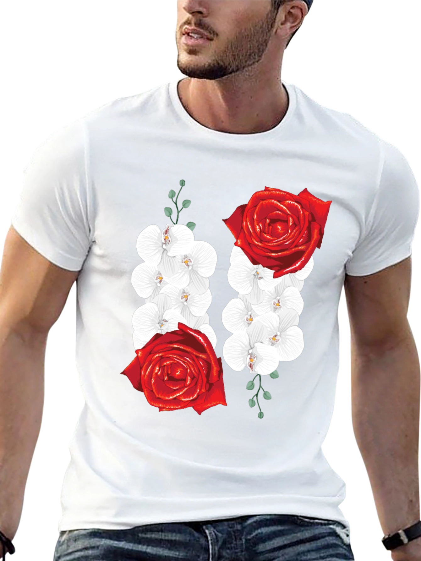 Floral Rose and Orchid Graphic Tee