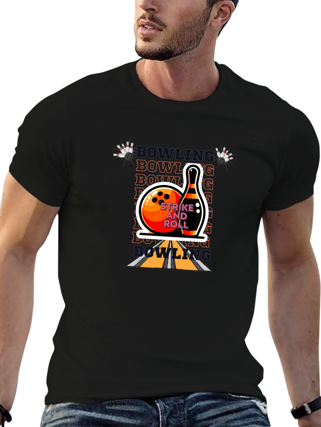 Bowling Strike and Roll Graphic Tee