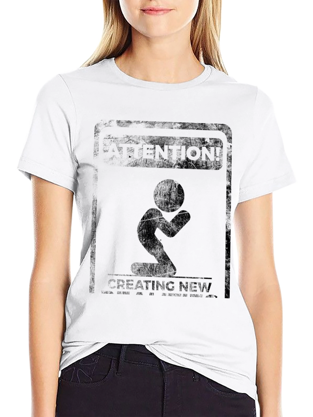 Attention Creating New Black Graphic Tee