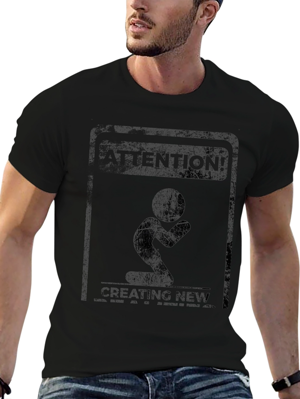 Attention Creating New Black Graphic Tee