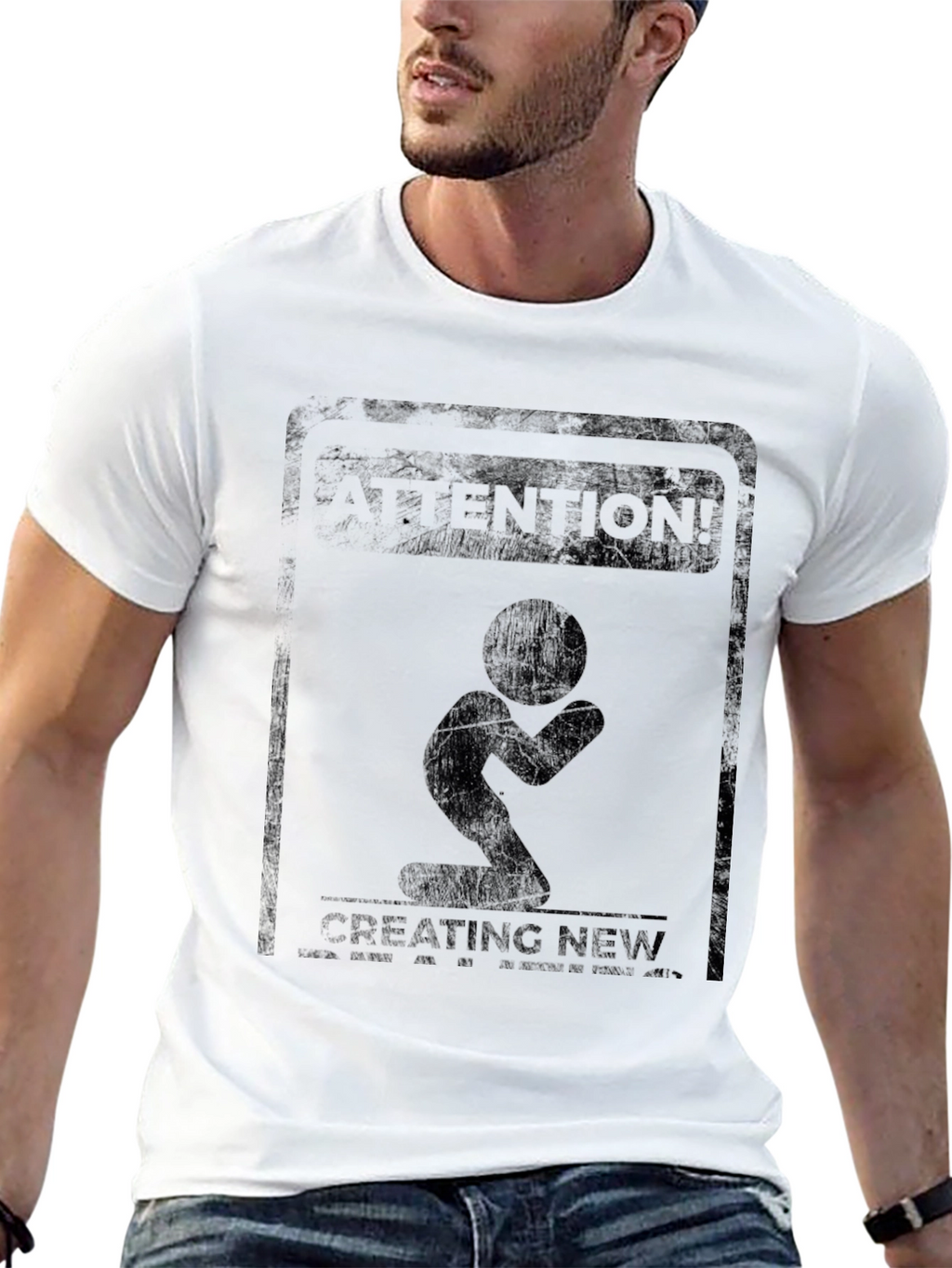 Attention Creating New Black Graphic Tee