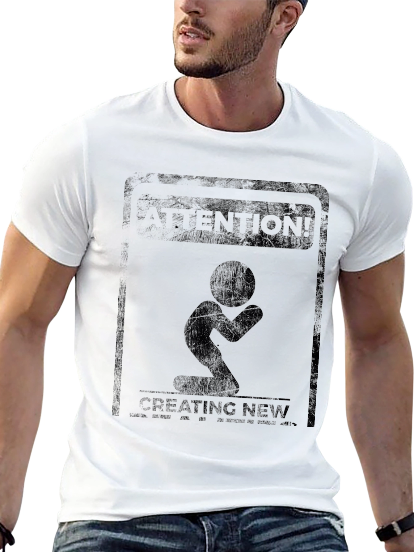 Attention Creating New Black Graphic Tee