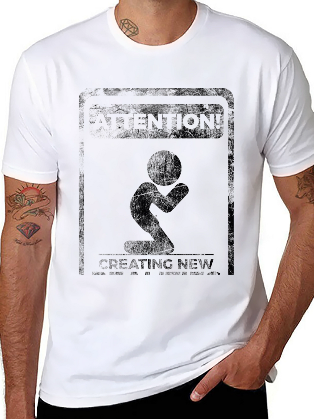 Attention Creating New Black Graphic Tee